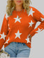 Star Pattern Round Neck Pullover Sweater nicholesgifts