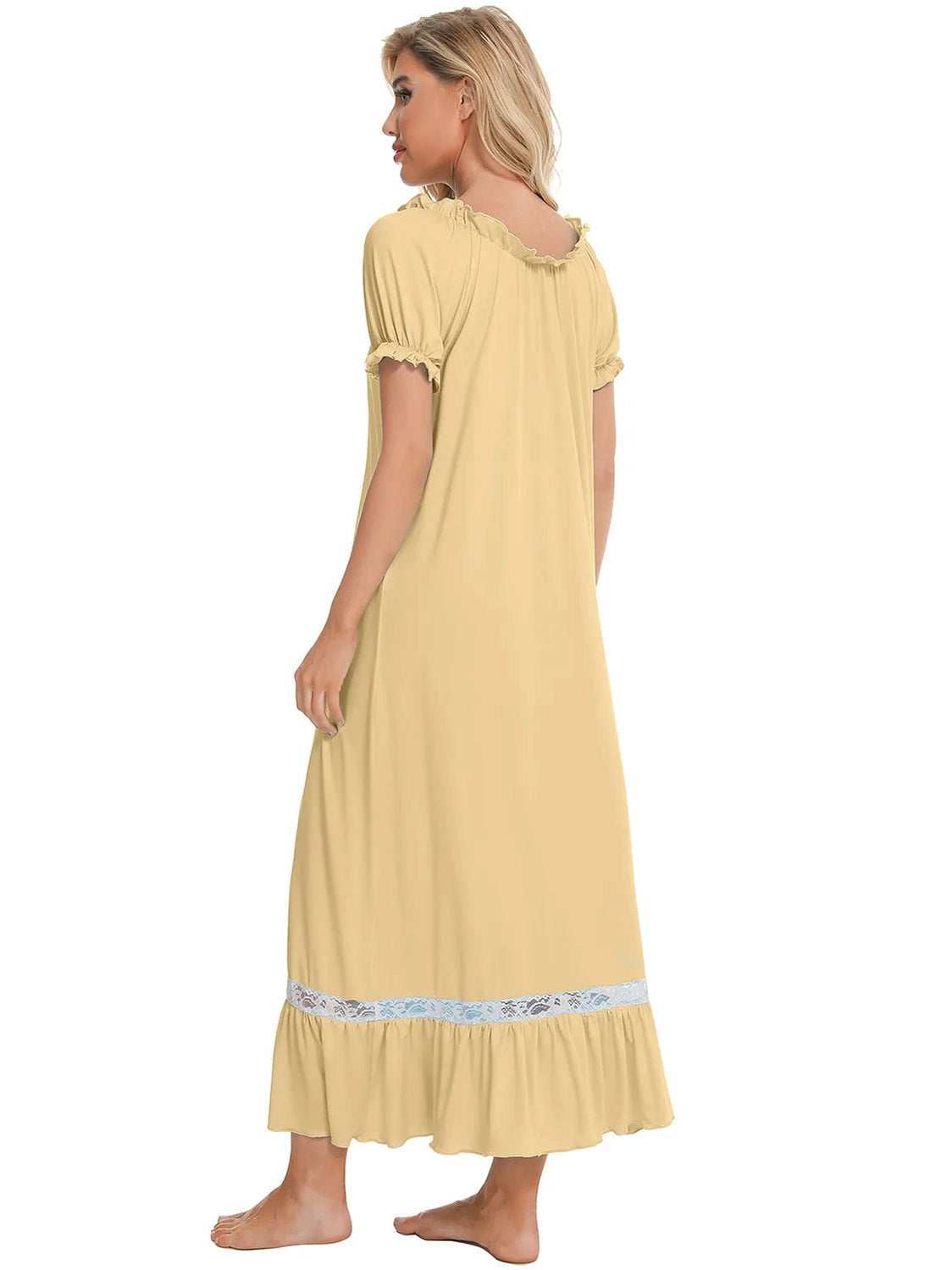 Lace Detail Short Sleeve Lounge Dress nicholesgifts
