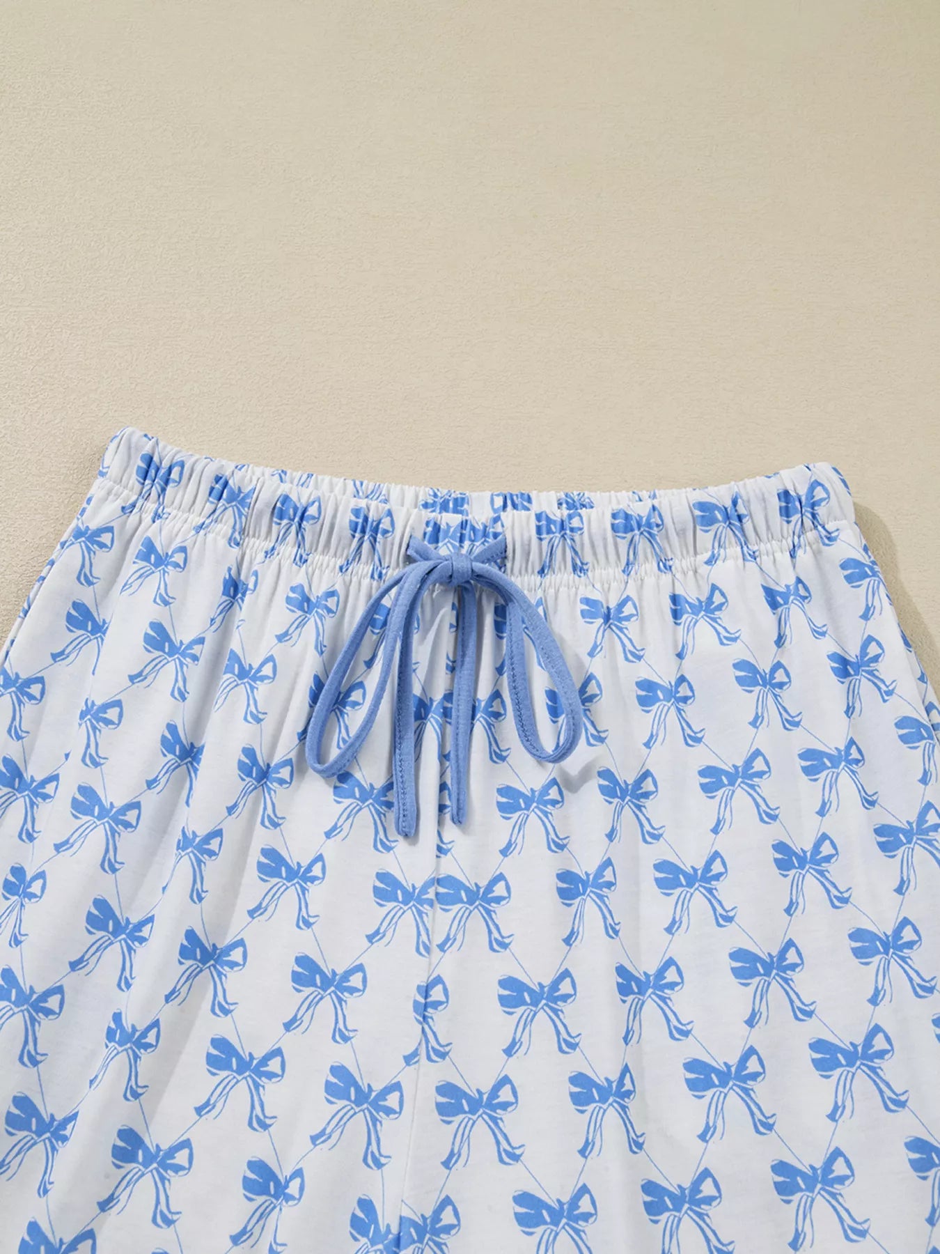 Bow Print Long Sleeve Shirt and Pants Pajama Set nicholesgifts