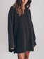 Openwork Round Neck Long Sleeve Slit Sweater nicholesgifts