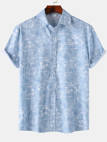 Men's Printed Short Sleeve Button Down Shirt nicholesgifts