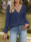 Lace Trim V-Neck Blouse with Flounce Sleeves nicholesgifts