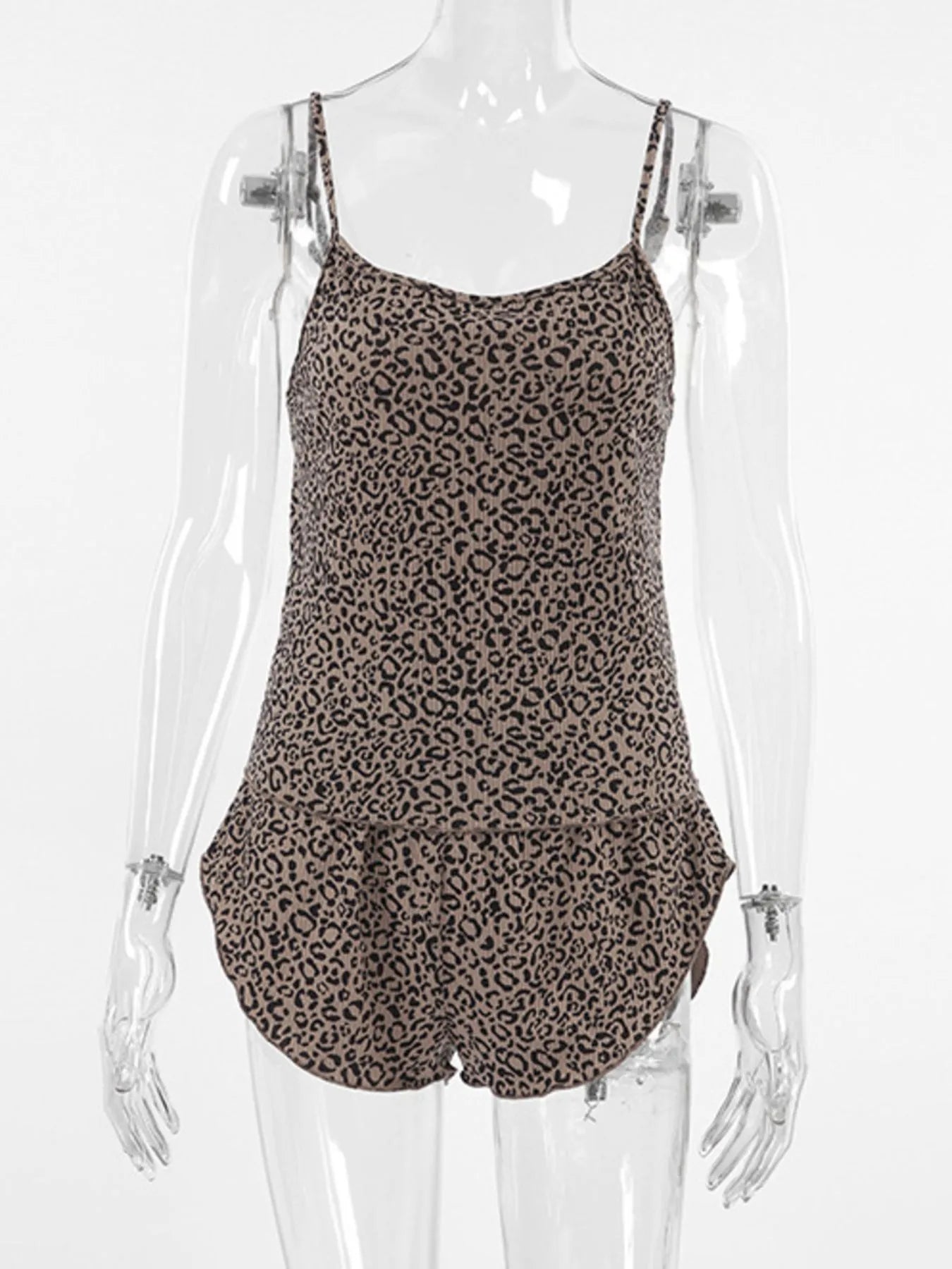 Leopard Cami Cardigan and Shorts 3-Piece Set nicholesgifts
