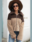 Two-Tone Collared Neck Fuzzy Jacket nicholesgifts