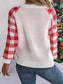 Reindeer Plaid Round Neck Long Sleeve Sweater nicholesgifts