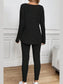 Notched Long Sleeve Top and Pants Set nicholesgifts