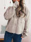 Flower Button Up Ribbed Hem Cardigan nicholesgifts
