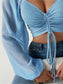Women Drawstring Sweetheart Neck Cropped Top nicholesgifts