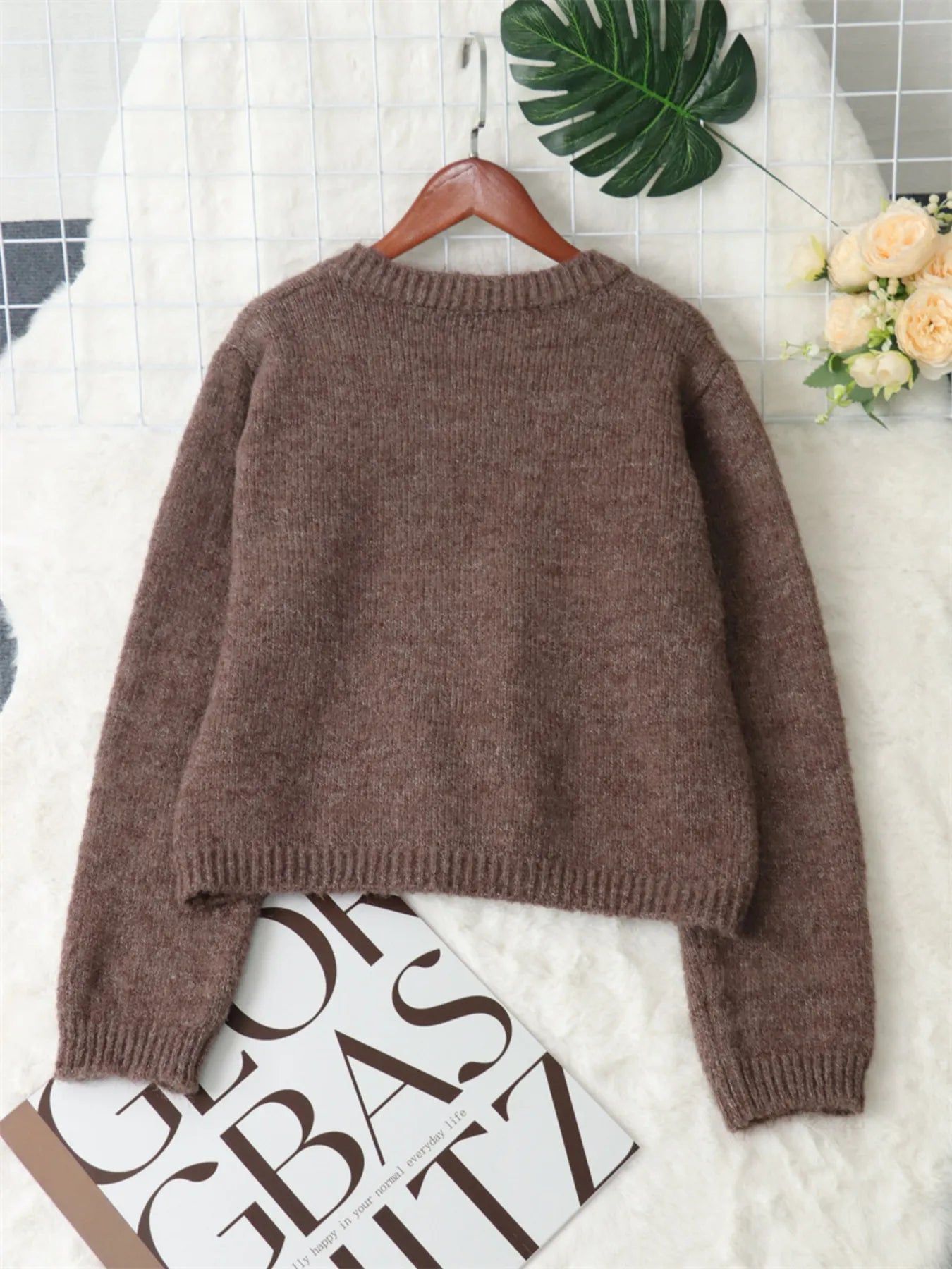 Button-Up Ribbed Hem Cardigan with Chest Pocket