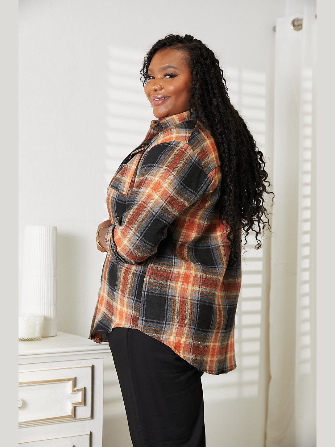 Mandy Plaid Dropped Shoulder Shirt NicholesGifts