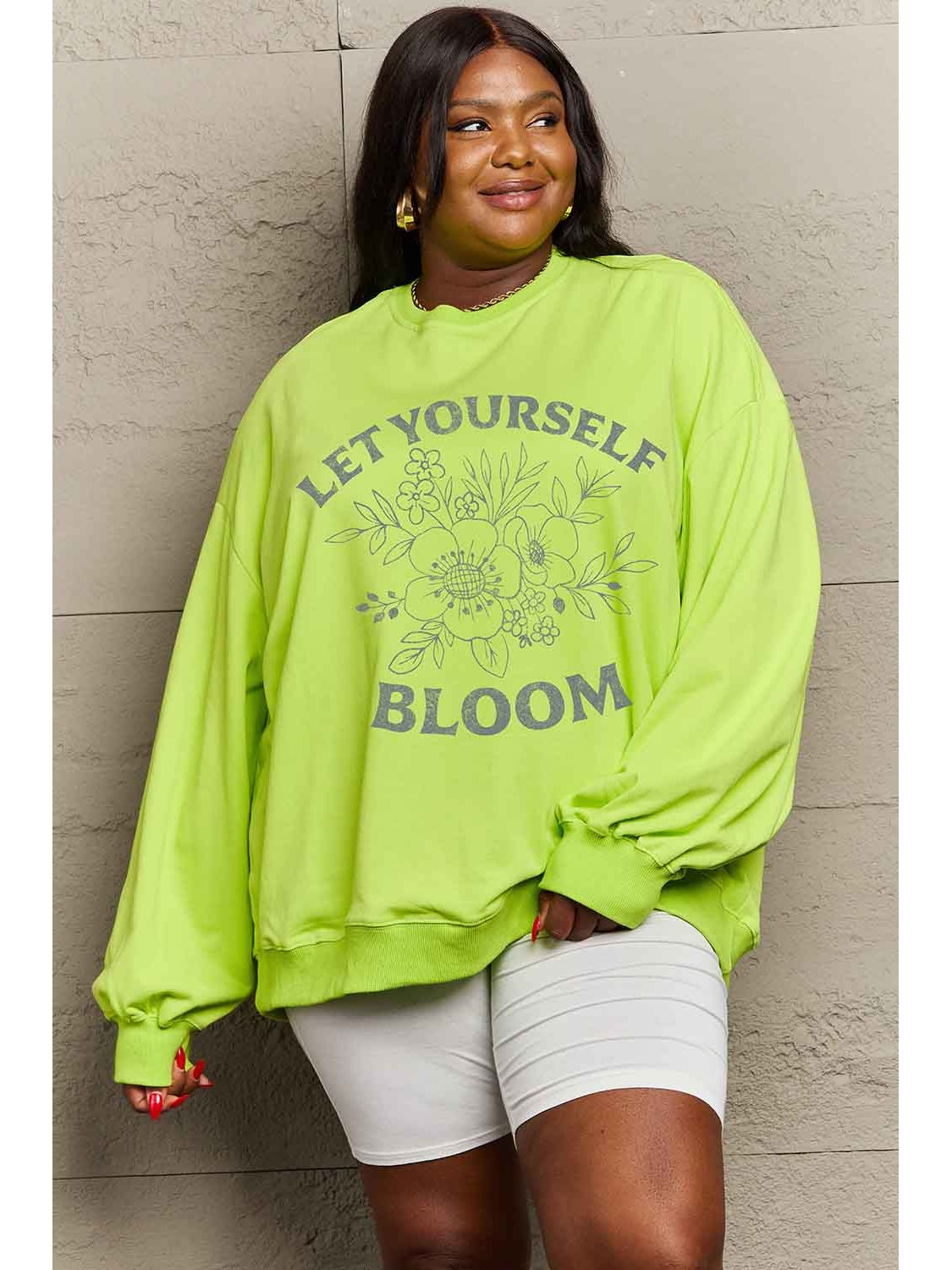 Women Simply Love Full Size Let Yourself Bloom Graphic Sweatshirt nicholesgifts