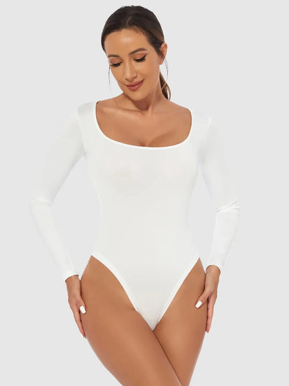 Full Size Scoop Neck Long Sleeve Bodysuit nicholesgifts