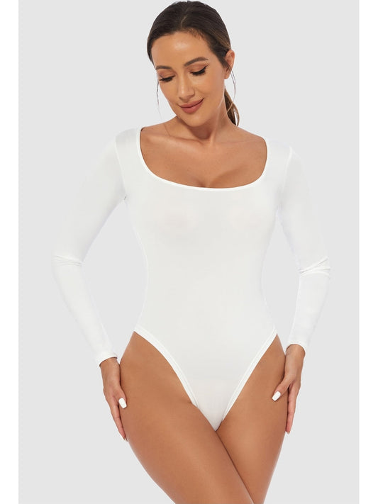 Full Size Scoop Neck Long Sleeve Bodysuit
