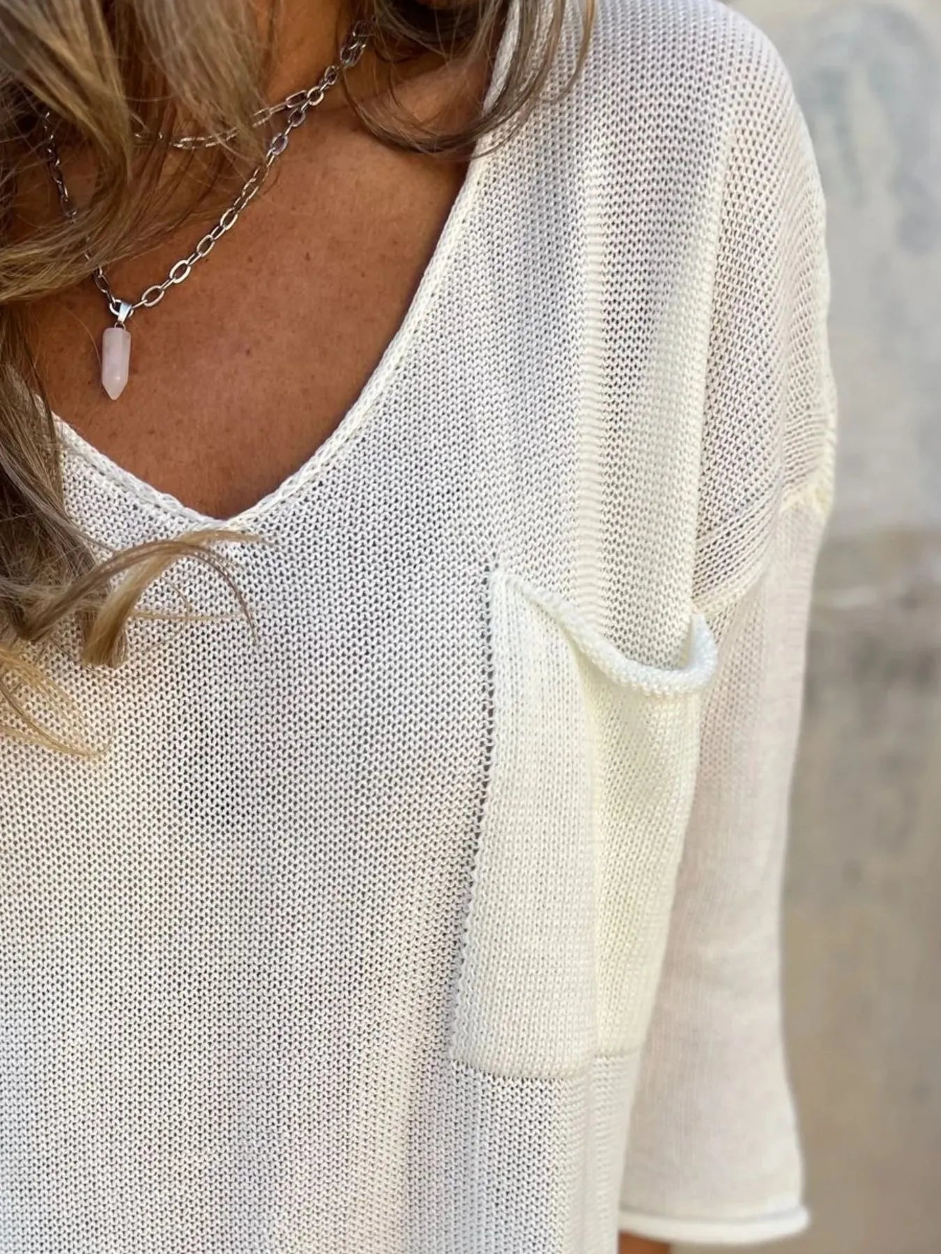 Full Size Casual V-Neck Knit Sweater Plus Size Trendsi