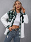 Ivy Lane Plaid Collared Neck Button Down Jacket nicholesgifts