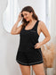 Plus Size Contrast Piping Racerback Tank and Shorts Lounge Set nicholesgifts