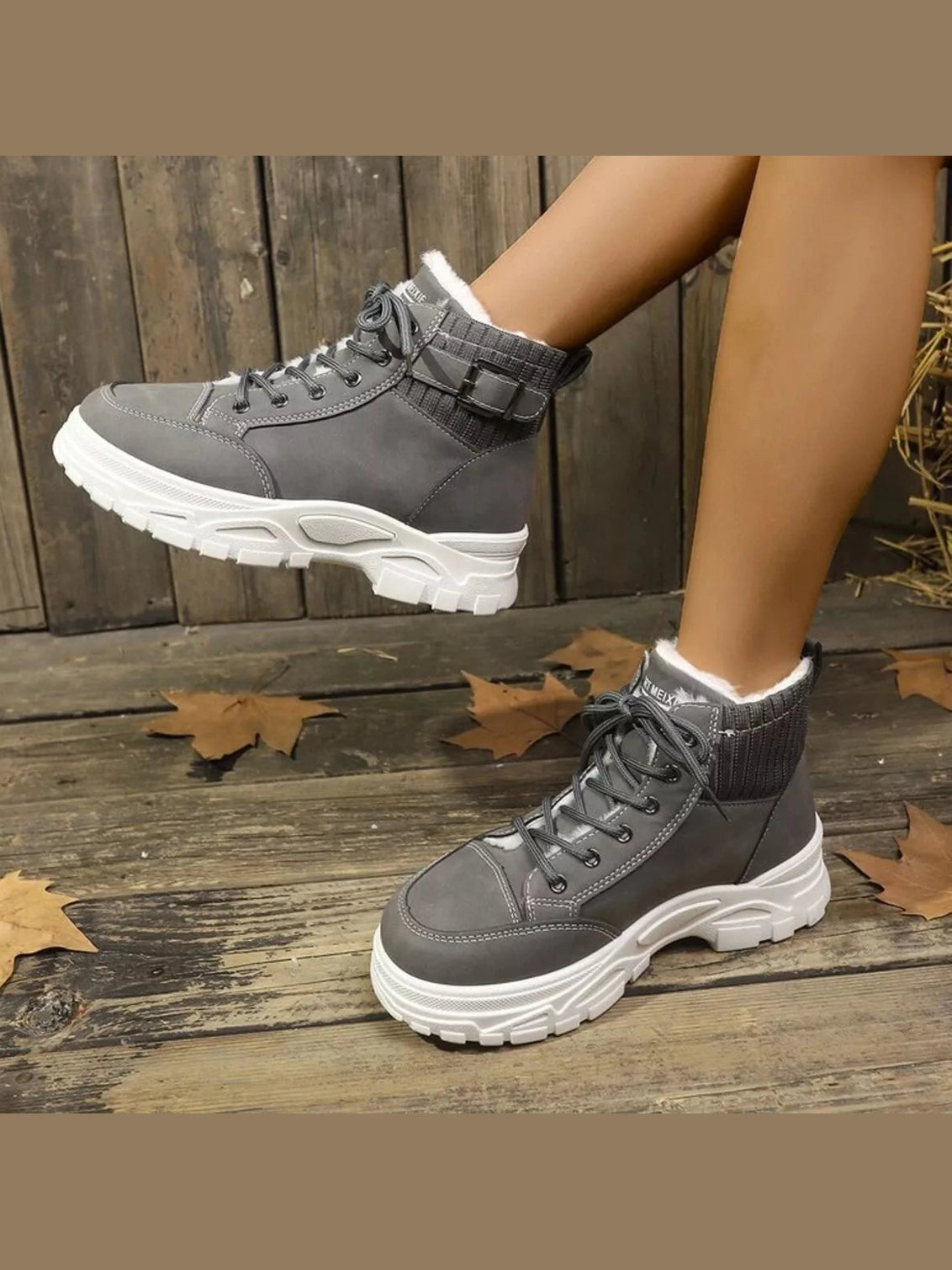 Plush Lining Lace Up Boots nicholesgifts