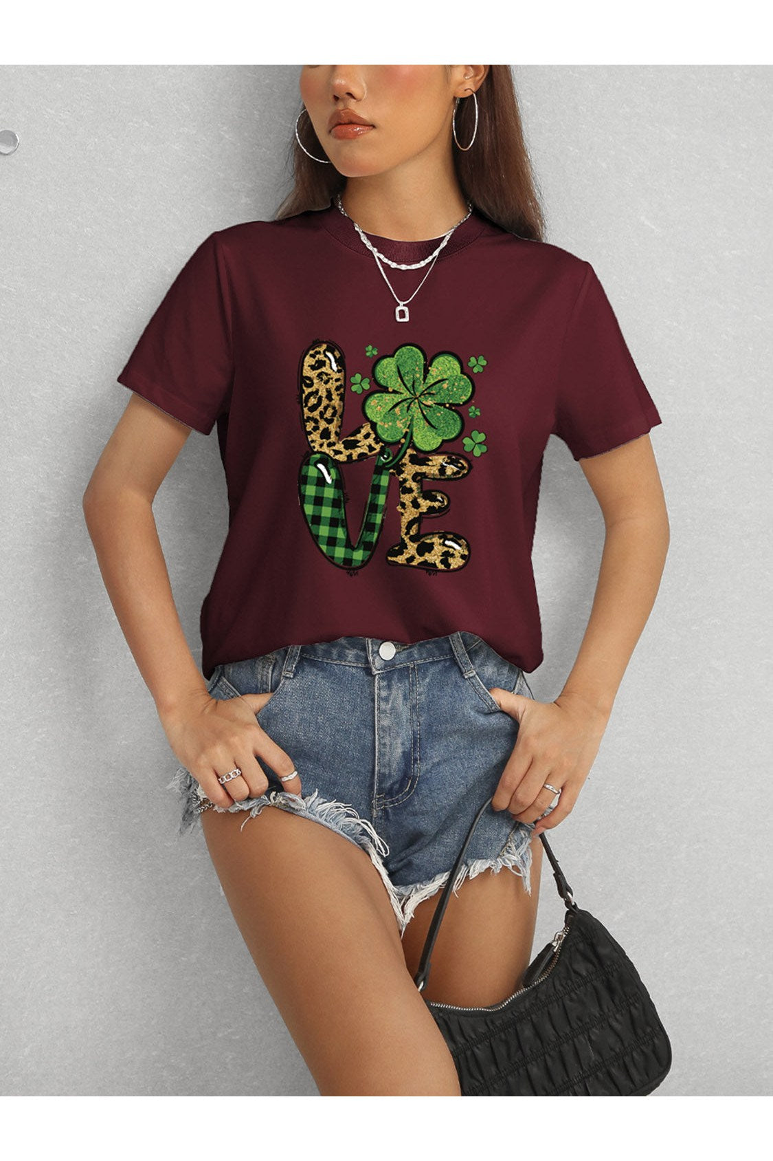 Women LOVE Round Neck Short Sleeve T-Shirt NicholesGifts