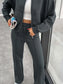 Baseball Collar Zip Up Outerwear and Drawstring Pants Set nicholesgifts