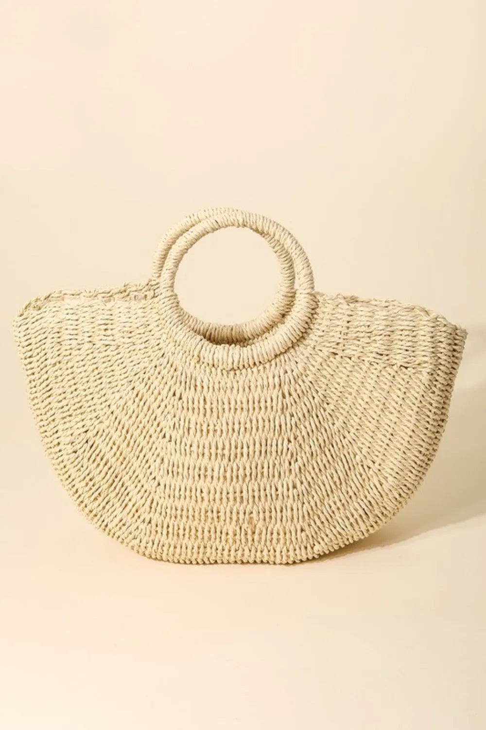 Fame Half Moon Straw Tote Bag Trendsi