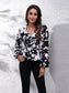 Floral V-Neck Balloon Sleeve Peplum Blouse nicholesgifts