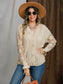 Eyelet Button Up Lantern Sleeve Cardigan nicholesgifts