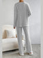 Ribbed V-Neck Top and Pants Lounge Set nicholesgifts