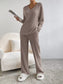 Ribbed Knit V-Neck Top and Pants Set nicholesgifts