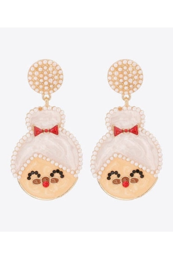 Rhinestone Alloy Mrs. Claus Earrings nicholesgifts