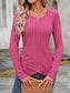 Decorative Button Round Neck Long Sleeve T-Shirt nicholesgifts