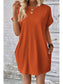 Women Pocketed Round Neck Short Sleeve Dress nicholesgifts