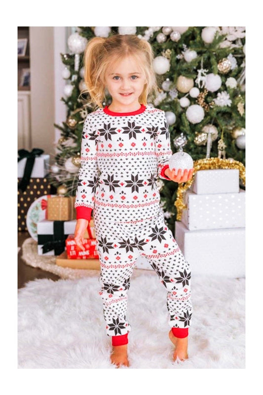 Snowflake Pattern Top and Pants Set