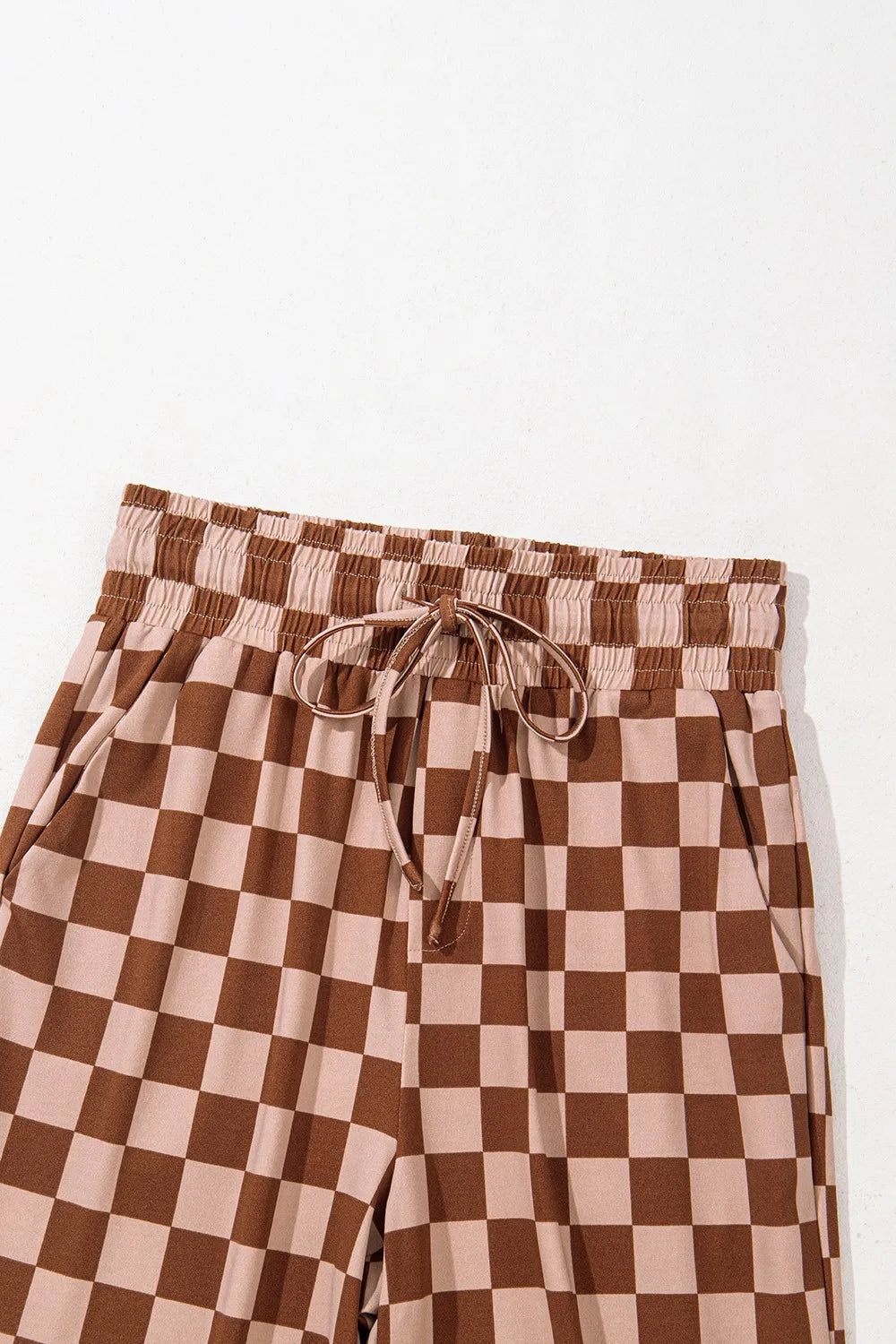 Checkered Elastic High Waist Loose Casual Pants NicholesGifts