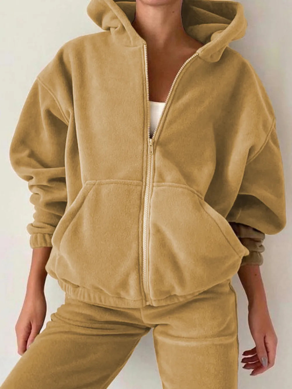 Zip Up Long Sleeve Hoodie and Joggers Set nicholesgifts