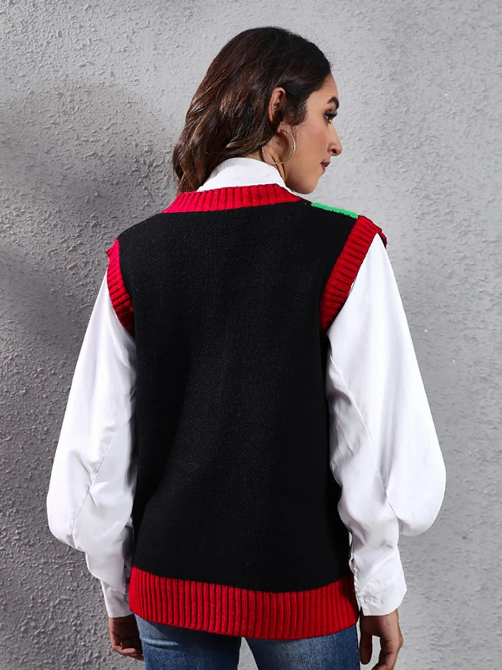 Four Leaf Clover V-Neck Sweater Vest Trendsi