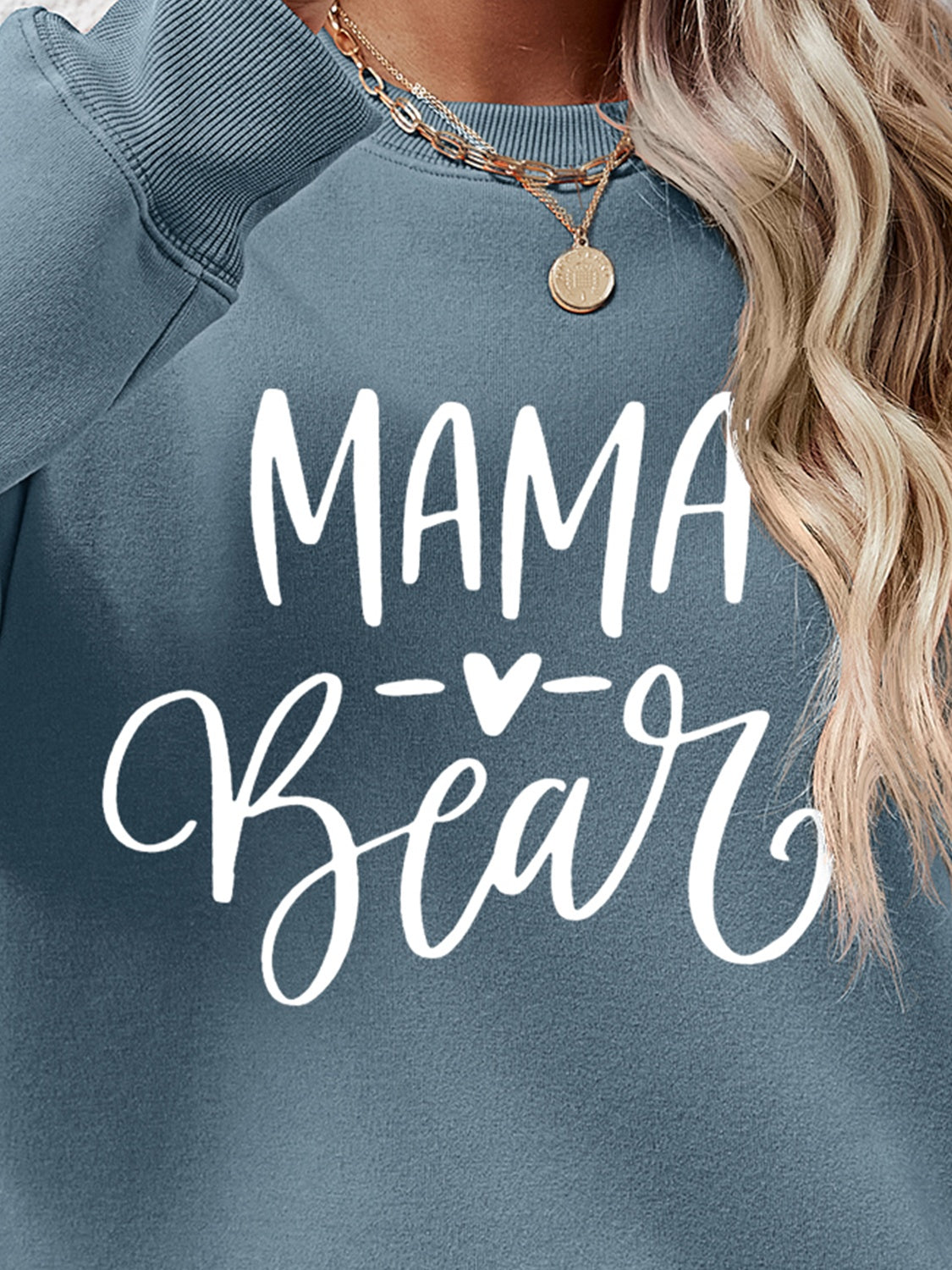 Letter Graphic Round Neck Long Sleeve Sweatshirt nicholesgifts