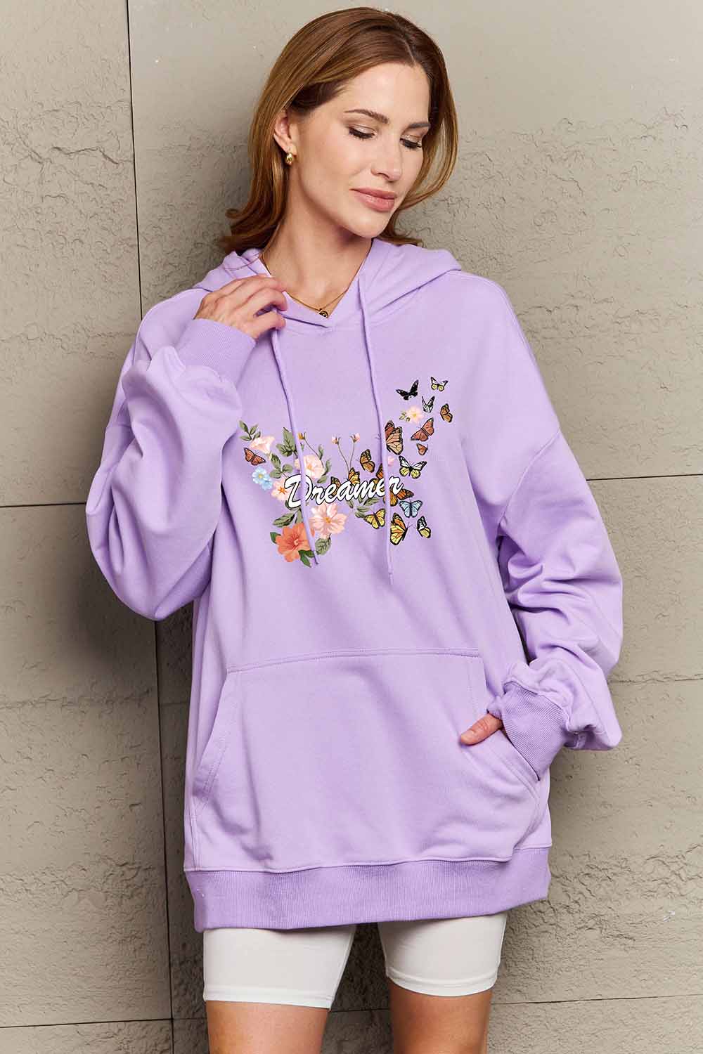 Simply Love Simply Love Full Size Dropped Shoulder DREAMER Graphic Hoodie Trendsi