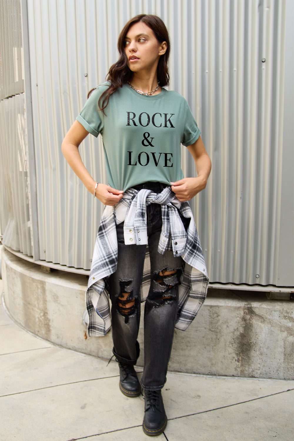 Simply Love Full Size ROCK ＆ LOVE Short Sleeve T-Shirt nicholesgifts