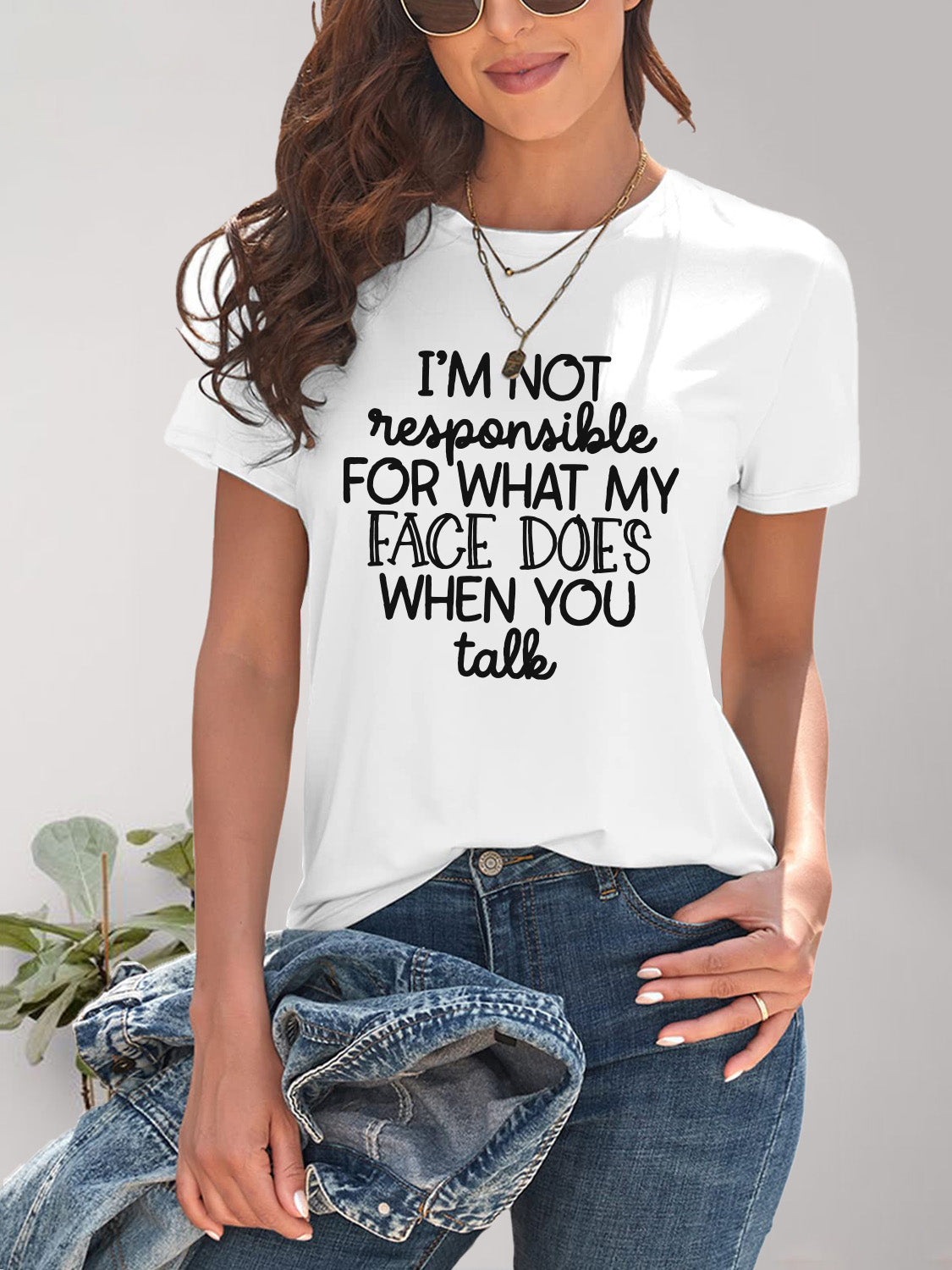 Letter Graphic Round Neck Short Sleeve T-Shirt nicholesgifts