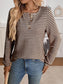 Striped Button Detail Long Sleeve Top nicholesgifts