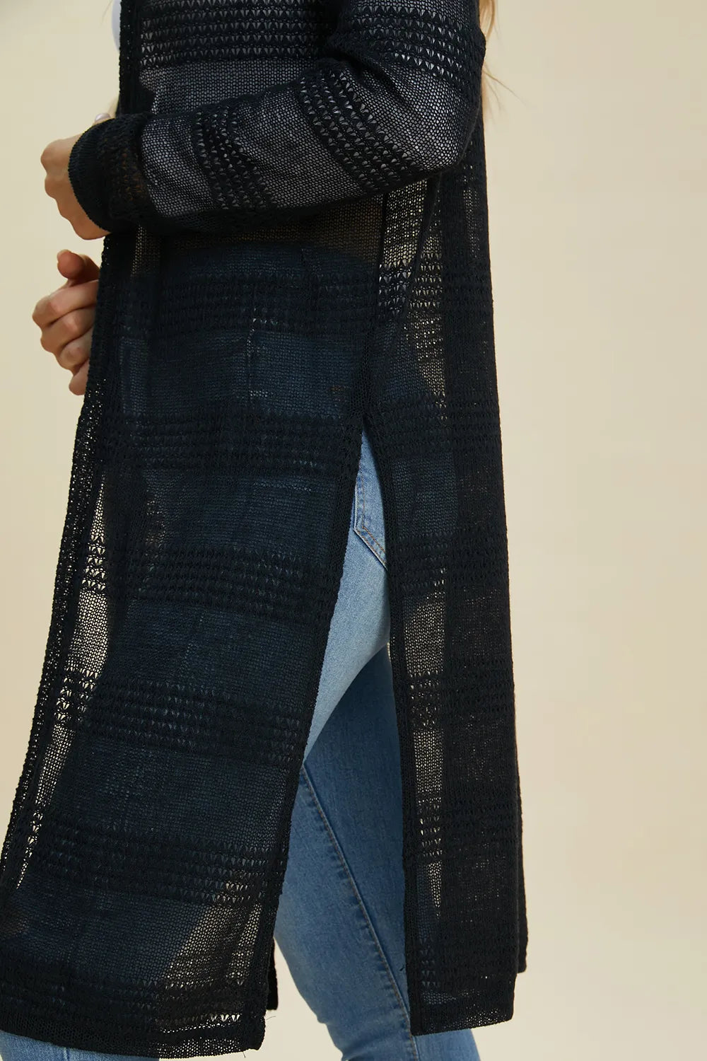 Double Take Full Size Open Front Longline Cardigan NicholesGifts