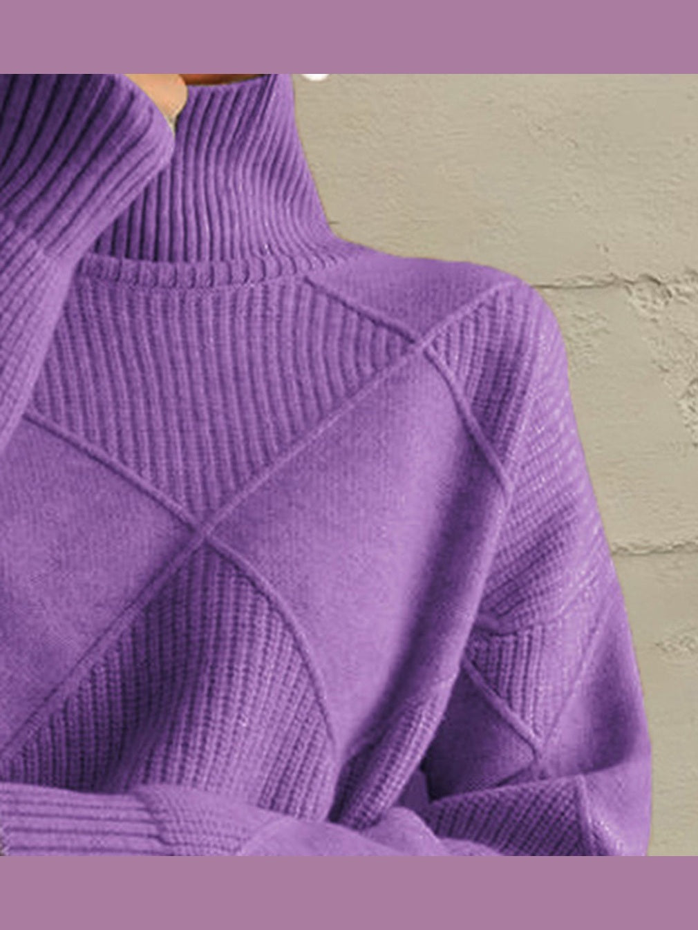 Geometric Turtleneck Long Sleeve Sweater nicholesgifts