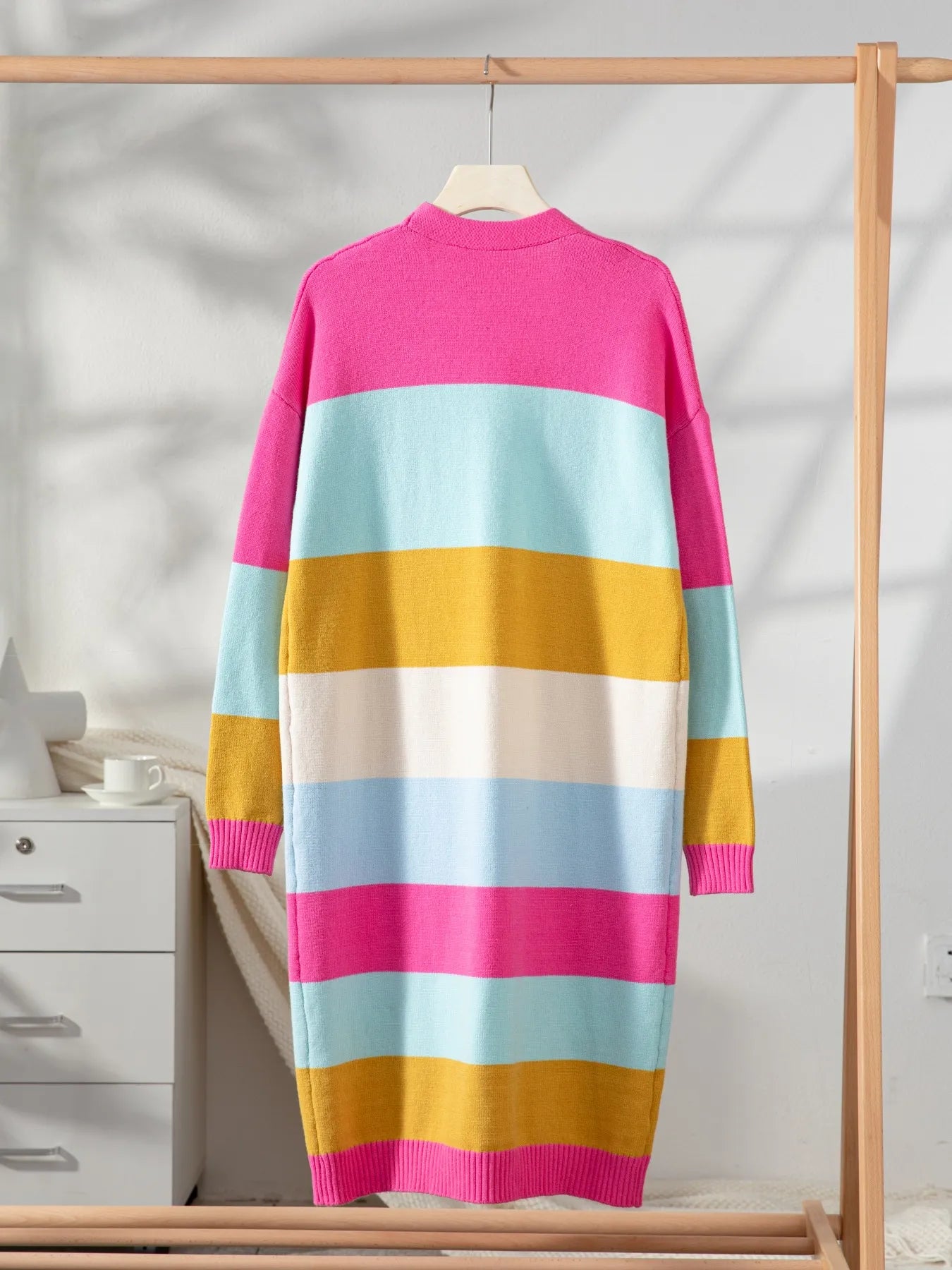 Color Block Open Front Cardigan