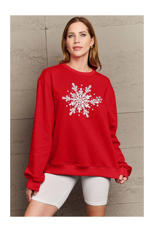 Simply Love Full Size Snowflake Graphic Sweatshirt