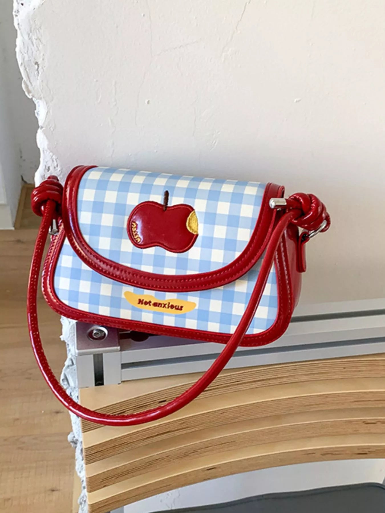 Apple Gingham Shoulder Bag nicholesgifts