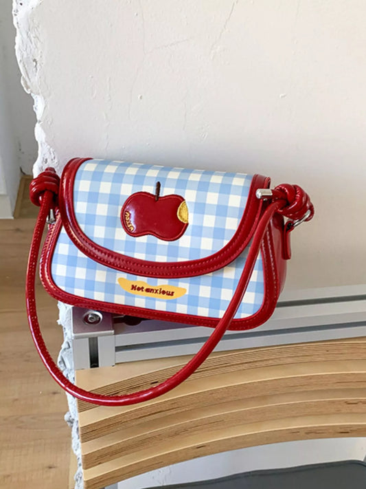 Apple Gingham Shoulder Bag nicholesgifts
