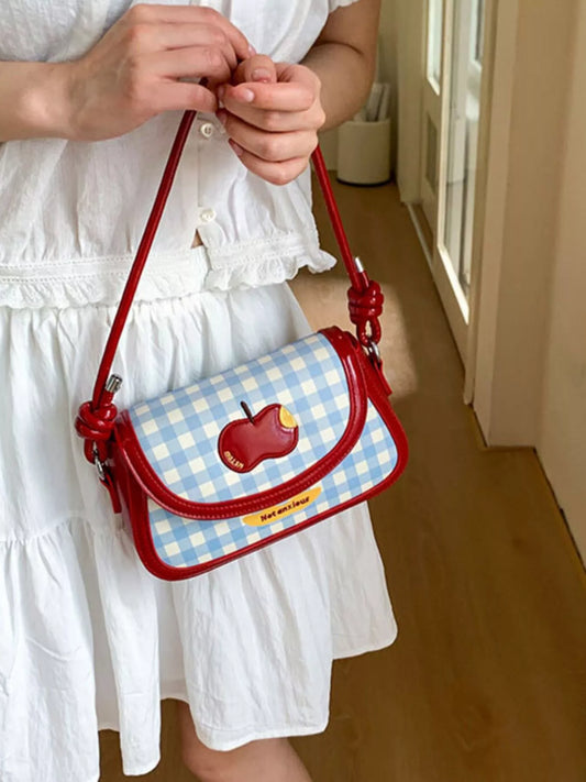Apple Gingham Shoulder Bag nicholesgifts