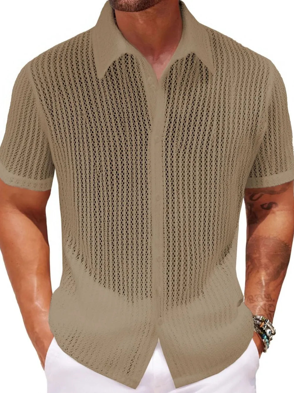 Men's Plus Size Button Down Short Sleeve Shirt Trendsi