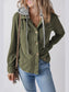 Drawstring Button Up Long Sleeve Hooded Jacket nicholesgifts
