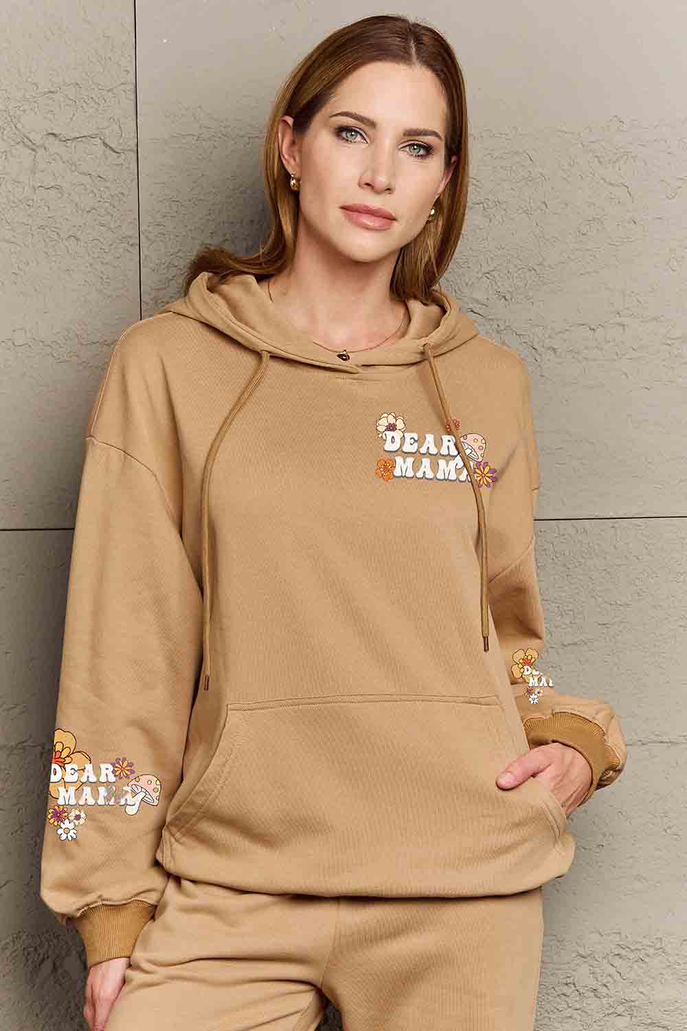 Simply Love Simply Love Full Size DEAR MAMA Flower Graphic Hoodie Trendsi
